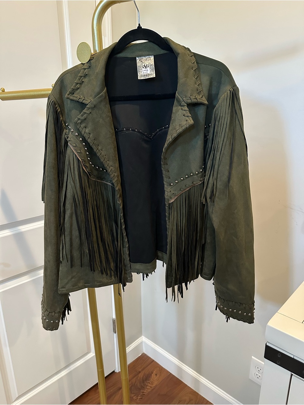 Vocal USA Olive Green Suede Fringe Jacket